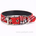 amazon products 2020 Scottish tartan classic red tartan PU leather twill dog chain for pets dog accessories